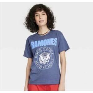 ☀️Ramones Rock N’ Roll High School Navy Blue Graphic Short Sleeve T-Shirt Size L